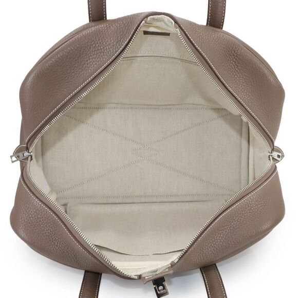 Hermes Victoria 2 35 Hand Bag Taurillon Cles Mance Etoupe T Engraved Silver - Picture 6 of 9